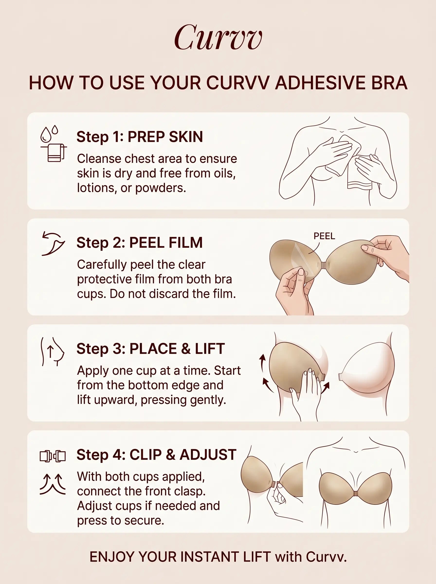 Invisible Lift Adhesive Bra | Strapless (Reusable)