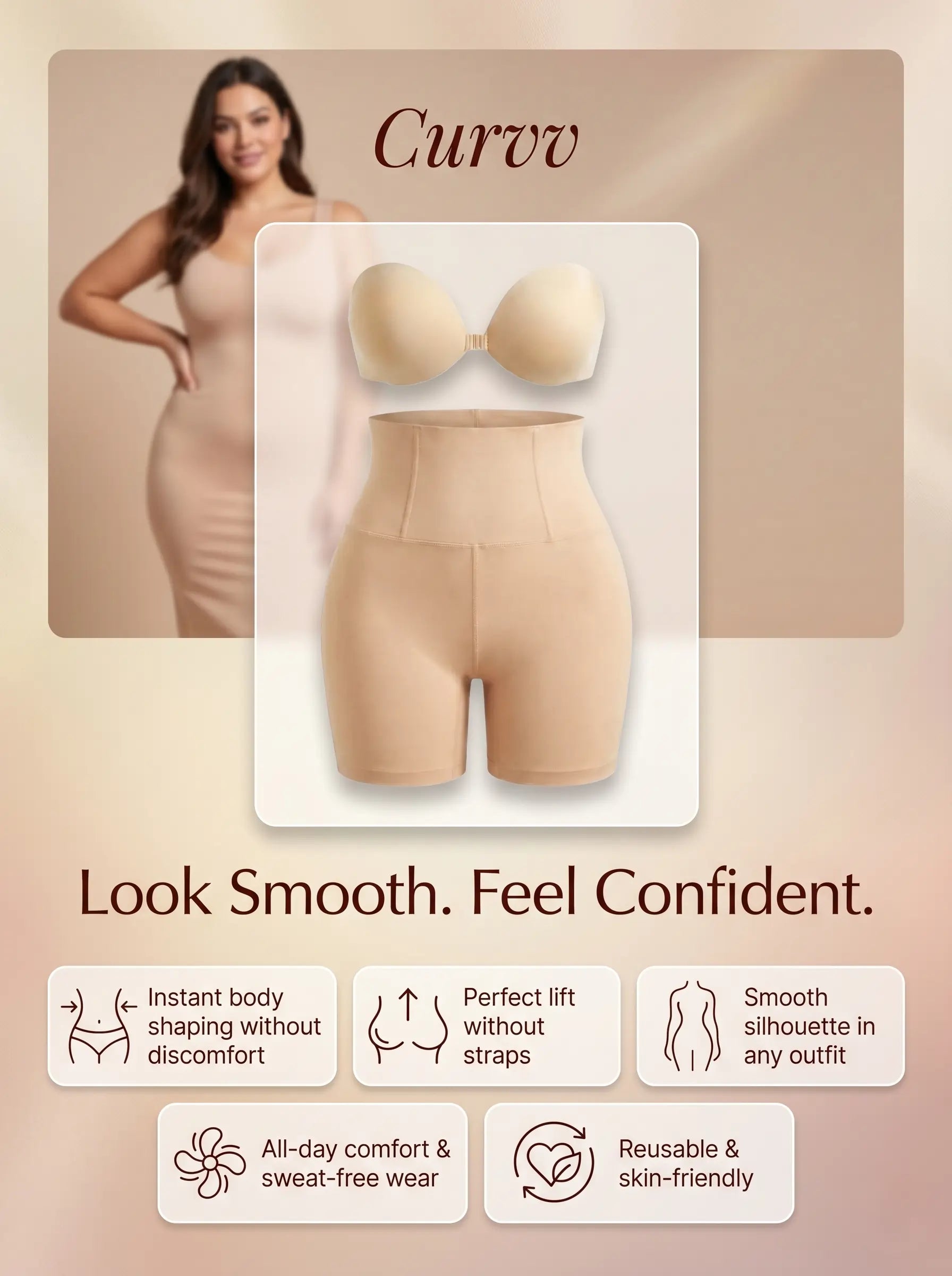 Tummy Control Shorts + Invisible Bra