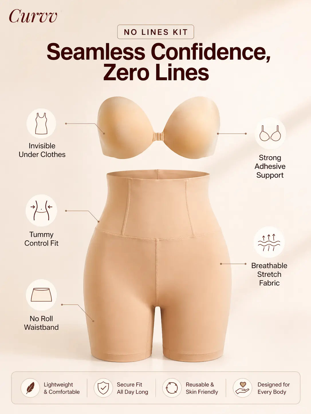 Tummy Control Shorts + Invisible Bra