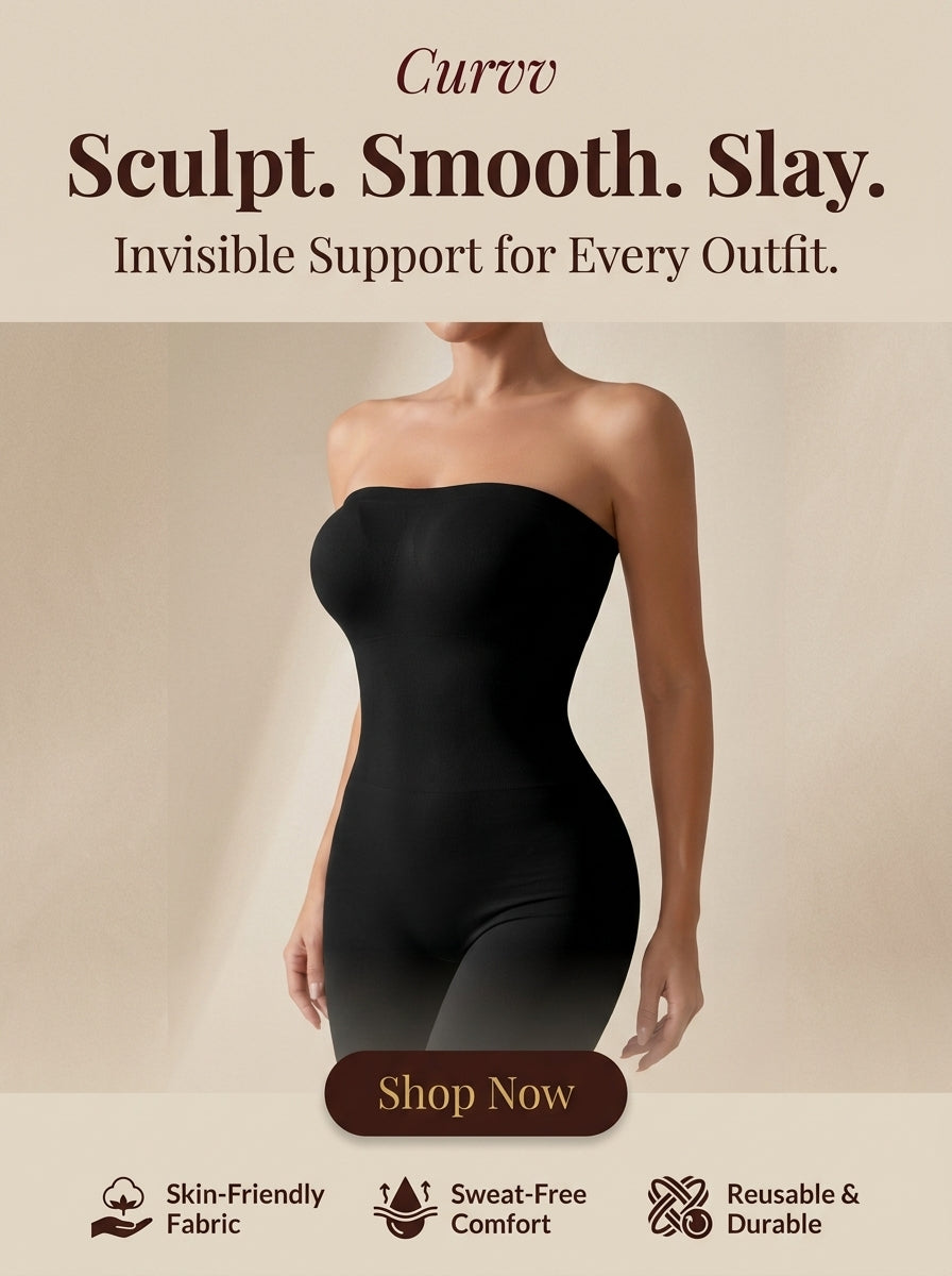 Seamless Strapless Bodysuit Shapewear | Tummy Control Tube with Mid-Thigh Coverage