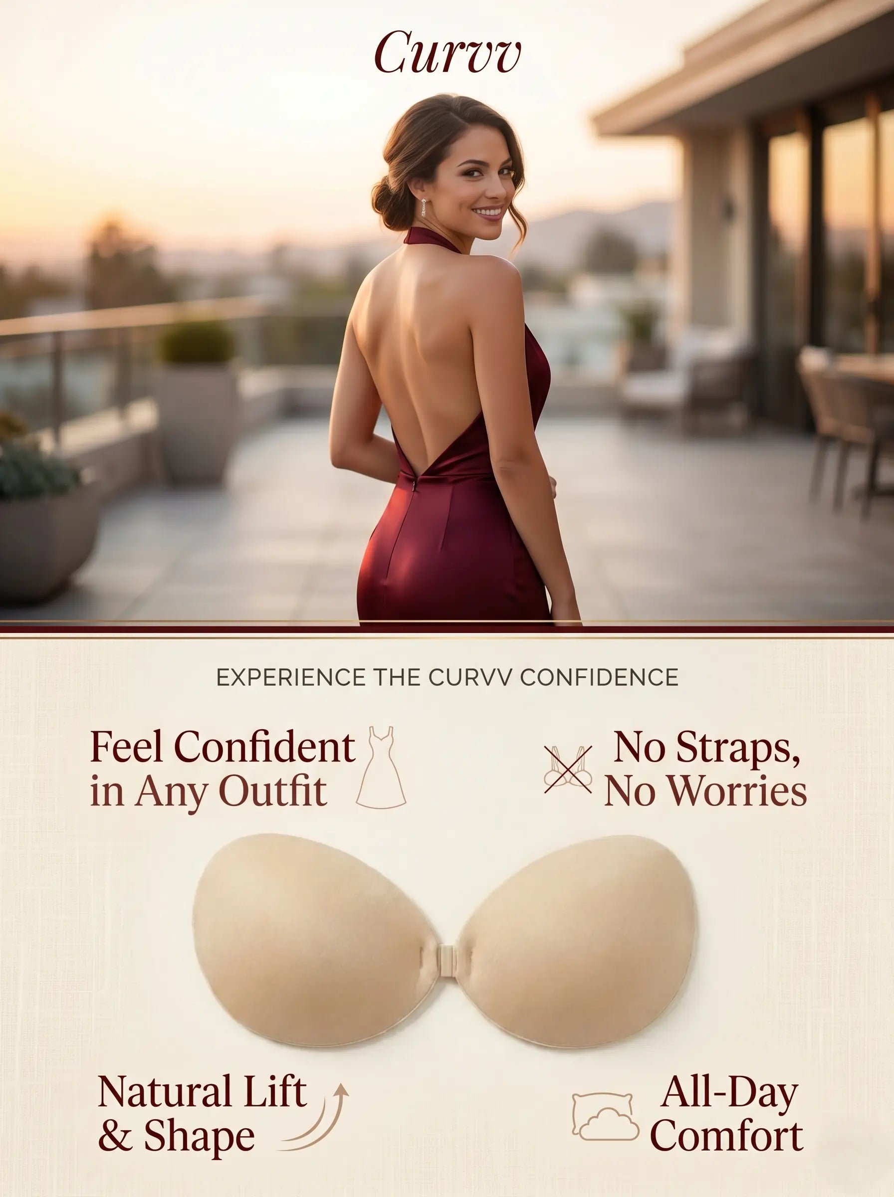Invisible Lift Adhesive Bra | Strapless (Reusable)