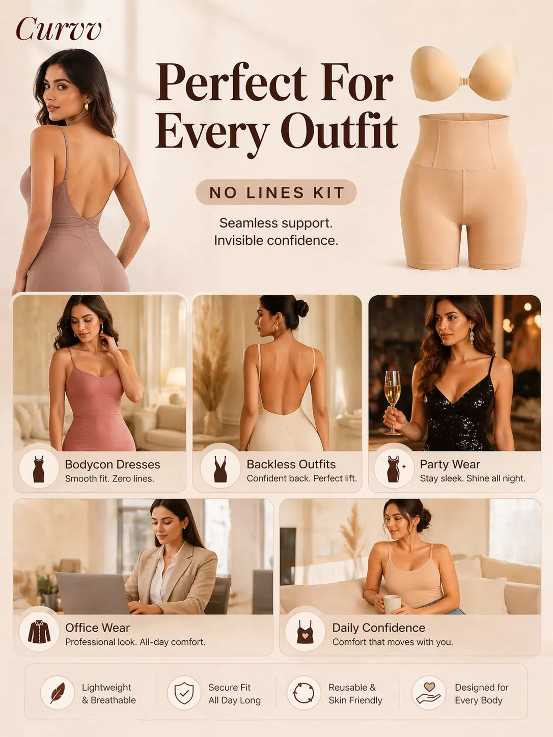 Tummy Control Shorts + Invisible Bra